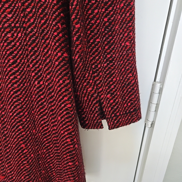 Doncaster Ladies Red And Black Wool Blend Tweed Mid Length Jacket Size 10 - Picture 6 of 11
